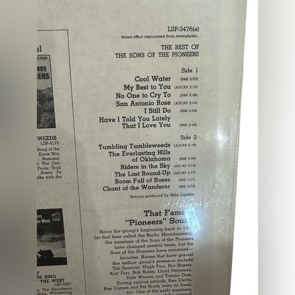 1966 NEW-SEALED FLAWLESS The Best of The Sons of the Pioneers Vinyl Record - Picture 6 of 7